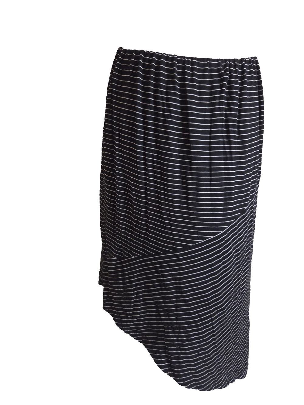 Apt. 9 Black & White Striped Asymmetrical Midi Skirt
